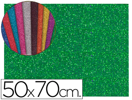 Goma EVA con purpurina Liderpapel 50x70cm. 60g/m² espesor 2mm. verde